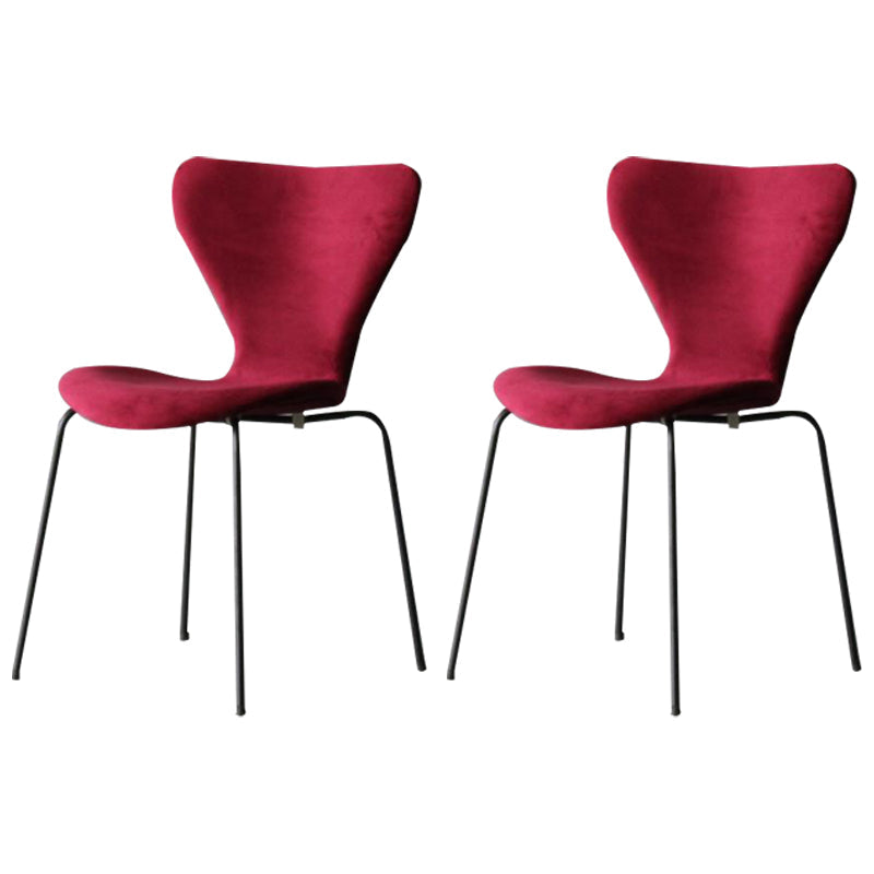 Restaurant Scandinavian Velvet Side Chair Matte Finish Wingback Dining Chair Burgundy 2 Piece Set Black Clearhalo ' kitchen&dining_furn' 'Dining Chairs' 'Dining Tables & Seating' 'dining_chair' 'furn' 'furn_dining_chair' 'Furniture' 'furniture_dining_chair' 'Kitchen & Dining Furniture' 'kitchen' 4399894