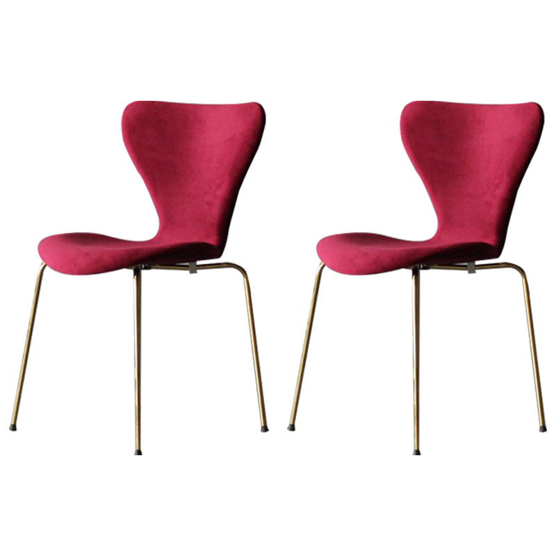 Restaurant Scandinavian Velvet Side Chair Matte Finish Wingback Dining Chair Burgundy 2 Piece Set Brass Gold Clearhalo ' kitchen&dining_furn' 'Dining Chairs' 'Dining Tables & Seating' 'dining_chair' 'furn' 'furn_dining_chair' 'Furniture' 'furniture_dining_chair' 'Kitchen & Dining Furniture' 'kitchen' 4399897