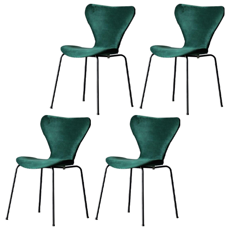 Restaurant Scandinavian Velvet Side Chair Matte Finish Wingback Dining Chair Blackish Green 4 Piece Set Black Clearhalo ' kitchen&dining_furn' 'Dining Chairs' 'Dining Tables & Seating' 'dining_chair' 'furn' 'furn_dining_chair' 'Furniture' 'furniture_dining_chair' 'Kitchen & Dining Furniture' 'kitchen' 4399901