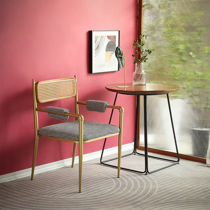 Nordic Dining Arm Chairs Open Back Side Chair for Kitchen with Metal Legs Clearhalo ' kitchen&dining_furn' 'Dining Chairs' 'Dining Tables & Seating' 'dining_chair' 'furn' 'furn_dining_chair' 'Furniture' 'furniture_dining_chair' 'Kitchen & Dining Furniture' 'kitchen' 4399920