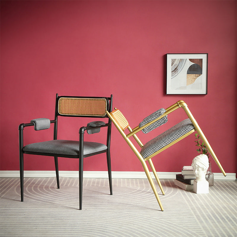 Nordic Dining Arm Chairs Open Back Side Chair for Kitchen with Metal Legs Clearhalo ' kitchen&dining_furn' 'Dining Chairs' 'Dining Tables & Seating' 'dining_chair' 'furn' 'furn_dining_chair' 'Furniture' 'furniture_dining_chair' 'Kitchen & Dining Furniture' 'kitchen' 4399922