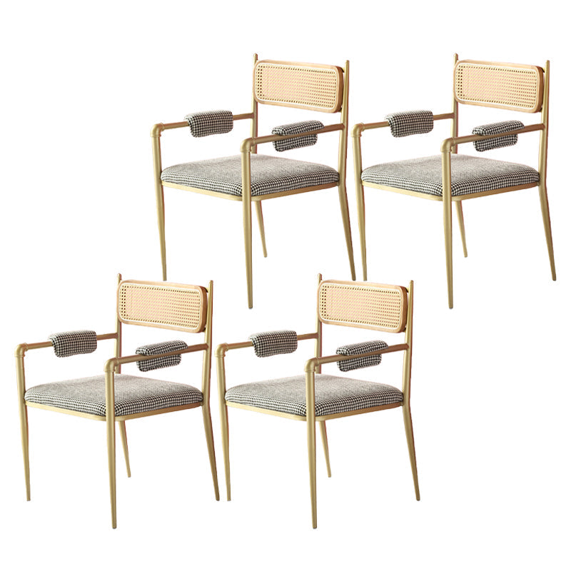 Nordic Dining Arm Chairs Open Back Side Chair for Kitchen with Metal Legs Gold 4 Piece Set Clearhalo ' kitchen&dining_furn' 'Dining Chairs' 'Dining Tables & Seating' 'dining_chair' 'furn' 'furn_dining_chair' 'Furniture' 'furniture_dining_chair' 'Kitchen & Dining Furniture' 'kitchen' 4399925