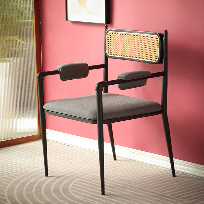 Nordic Dining Arm Chairs Open Back Side Chair for Kitchen with Metal Legs Black 1 Piece Clearhalo ' kitchen&dining_furn' 'Dining Chairs' 'Dining Tables & Seating' 'dining_chair' 'furn' 'furn_dining_chair' 'Furniture' 'furniture_dining_chair' 'Kitchen & Dining Furniture' 'kitchen' 4399927