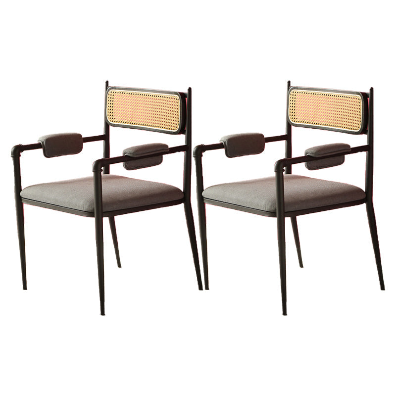 Nordic Dining Arm Chairs Open Back Side Chair for Kitchen with Metal Legs Black 2 Piece Set Clearhalo ' kitchen&dining_furn' 'Dining Chairs' 'Dining Tables & Seating' 'dining_chair' 'furn' 'furn_dining_chair' 'Furniture' 'furniture_dining_chair' 'Kitchen & Dining Furniture' 'kitchen' 4399928