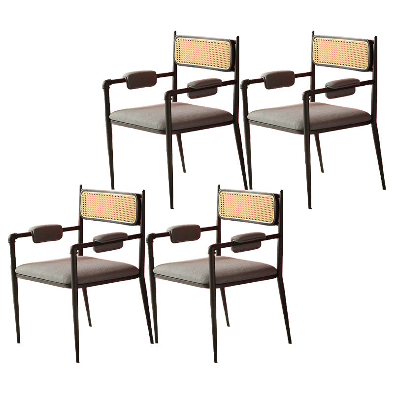 Nordic Dining Arm Chairs Open Back Side Chair for Kitchen with Metal Legs Black 4 Piece Set Clearhalo ' kitchen&dining_furn' 'Dining Chairs' 'Dining Tables & Seating' 'dining_chair' 'furn' 'furn_dining_chair' 'Furniture' 'furniture_dining_chair' 'Kitchen & Dining Furniture' 'kitchen' 4399930