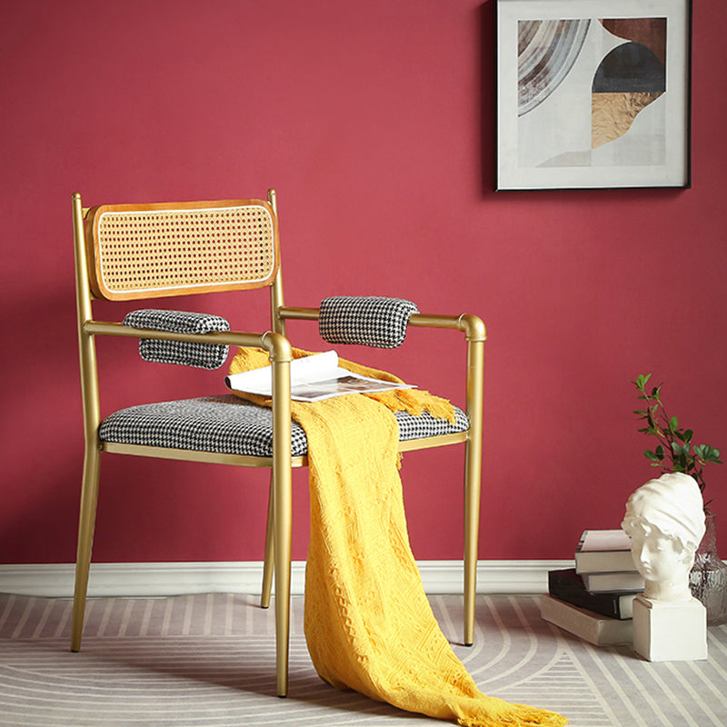 Nordic Dining Arm Chairs Open Back Side Chair for Kitchen with Metal Legs Clearhalo ' kitchen&dining_furn' 'Dining Chairs' 'Dining Tables & Seating' 'dining_chair' 'furn' 'furn_dining_chair' 'Furniture' 'furniture_dining_chair' 'Kitchen & Dining Furniture' 'kitchen' 4399934