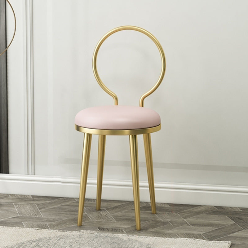 Glam Metal Dining Room Chair Armless Open Back Dining Side Chair for Home Use Pink 1 Piece Clearhalo ' kitchen&dining_furn' 'Dining Chairs' 'Dining Tables & Seating' 'dining_chair' 'furn' 'furn_dining_chair' 'Furniture' 'furniture_dining_chair' 'Kitchen & Dining Furniture' 'kitchen' 4399947