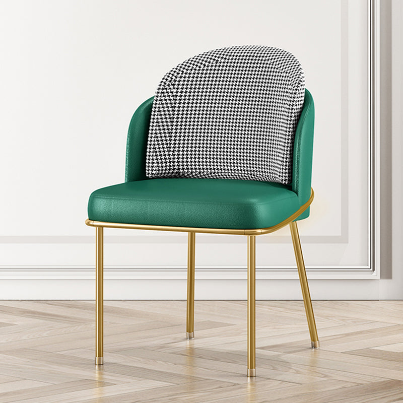 Glam Metal Dining Room Chair Armless PU Leather Dining Chairs for Home Use Blackish Green 1 Piece Clearhalo ' kitchen&dining_furn' 'Dining Chairs' 'Dining Tables & Seating' 'dining_chair' 'furn' 'furn_dining_chair' 'Furniture' 'furniture_dining_chair' 'Kitchen & Dining Furniture' 'kitchen' 4399956