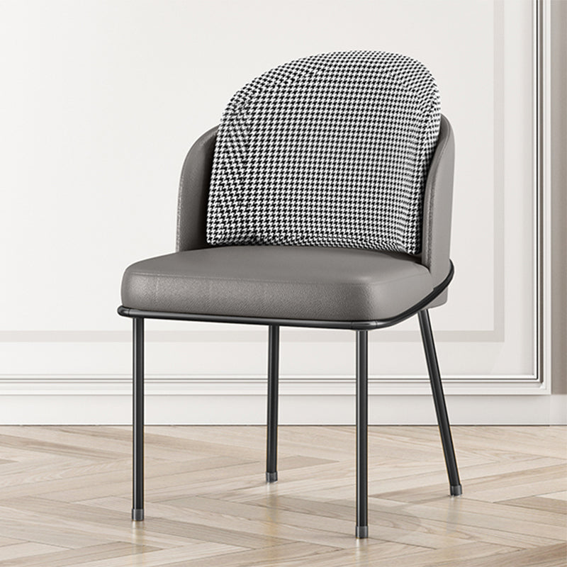 Glam Metal Dining Room Chair Armless PU Leather Dining Chairs for Home Use Gray Black 1 Piece Clearhalo ' kitchen&dining_furn' 'Dining Chairs' 'Dining Tables & Seating' 'dining_chair' 'furn' 'furn_dining_chair' 'Furniture' 'furniture_dining_chair' 'Kitchen & Dining Furniture' 'kitchen' 4399959