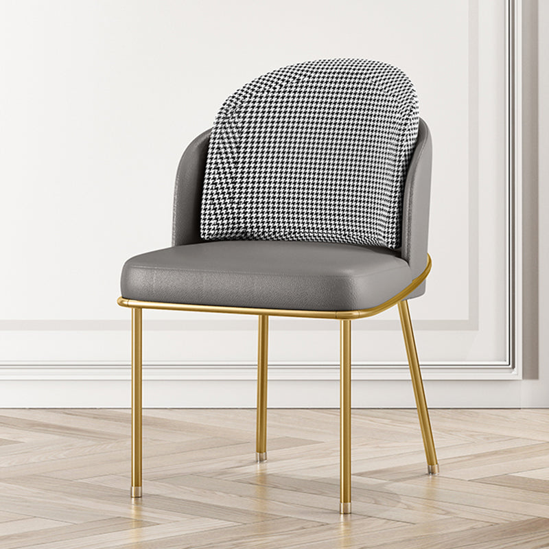 Glam Metal Dining Room Chair Armless PU Leather Dining Chairs for Home Use Gray-Gold 1 Piece Clearhalo ' kitchen&dining_furn' 'Dining Chairs' 'Dining Tables & Seating' 'dining_chair' 'furn' 'furn_dining_chair' 'Furniture' 'furniture_dining_chair' 'Kitchen & Dining Furniture' 'kitchen' 4399961