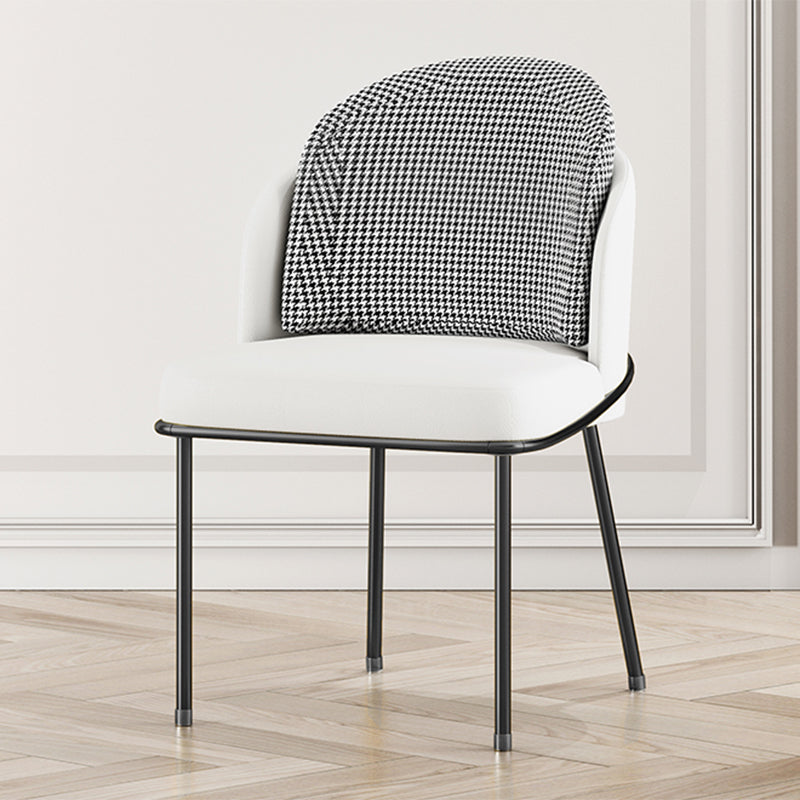 Glam Metal Dining Room Chair Armless PU Leather Dining Chairs for Home Use White-Black 1 Piece Clearhalo ' kitchen&dining_furn' 'Dining Chairs' 'Dining Tables & Seating' 'dining_chair' 'furn' 'furn_dining_chair' 'Furniture' 'furniture_dining_chair' 'Kitchen & Dining Furniture' 'kitchen' 4399963