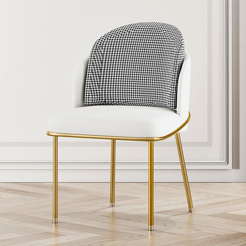 Glam Metal Dining Room Chair Armless PU Leather Dining Chairs for Home Use White-Gold 1 Piece Clearhalo ' kitchen&dining_furn' 'Dining Chairs' 'Dining Tables & Seating' 'dining_chair' 'furn' 'furn_dining_chair' 'Furniture' 'furniture_dining_chair' 'Kitchen & Dining Furniture' 'kitchen' 4399965