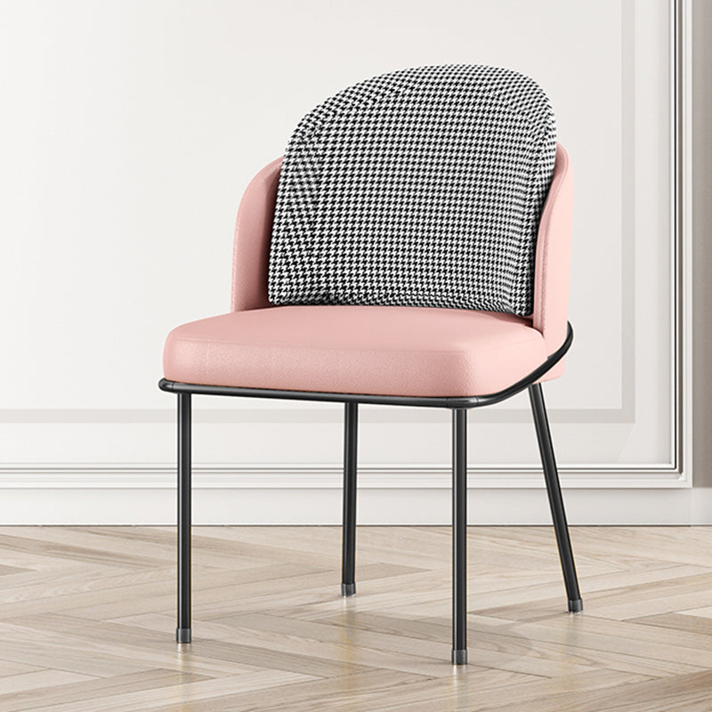 Glam Metal Dining Room Chair Armless PU Leather Dining Chairs for Home Use Pink Black 1 Piece Clearhalo ' kitchen&dining_furn' 'Dining Chairs' 'Dining Tables & Seating' 'dining_chair' 'furn' 'furn_dining_chair' 'Furniture' 'furniture_dining_chair' 'Kitchen & Dining Furniture' 'kitchen' 4399969