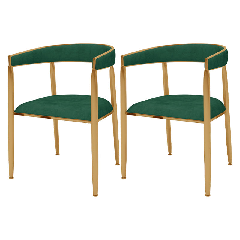 Glam Metal Dining Room Chair Armless Velvet Dining Side Chairs for Home Use Blackish Green 2 Piece Set Clearhalo ' kitchen&dining_furn' 'Dining Chairs' 'Dining Tables & Seating' 'dining_chair' 'furn' 'furn_dining_chair' 'Furniture' 'furniture_dining_chair' 'Kitchen & Dining Furniture' 'kitchen' 4399974