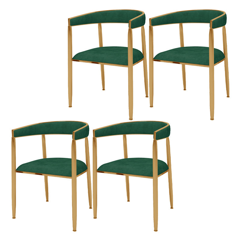 Glam Metal Dining Room Chair Armless Velvet Dining Side Chairs for Home Use Blackish Green 4 Piece Set Clearhalo ' kitchen&dining_furn' 'Dining Chairs' 'Dining Tables & Seating' 'dining_chair' 'furn' 'furn_dining_chair' 'Furniture' 'furniture_dining_chair' 'Kitchen & Dining Furniture' 'kitchen' 4399976