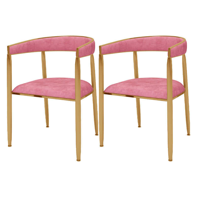 Glam Metal Dining Room Chair Armless Velvet Dining Side Chairs for Home Use Pink 2 Piece Set Clearhalo ' kitchen&dining_furn' 'Dining Chairs' 'Dining Tables & Seating' 'dining_chair' 'furn' 'furn_dining_chair' 'Furniture' 'furniture_dining_chair' 'Kitchen & Dining Furniture' 'kitchen' 4399978