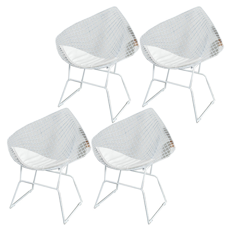 Glam Style Dining Chairs Kitchen Dining Armless Chairs with Metal Legs White 4 Piece Set Clearhalo ' kitchen&dining_furn' 'Dining Chairs' 'Dining Tables & Seating' 'dining_chair' 'furn' 'furn_dining_chair' 'Furniture' 'furniture_dining_chair' 'Kitchen & Dining Furniture' 'kitchen' 4400007