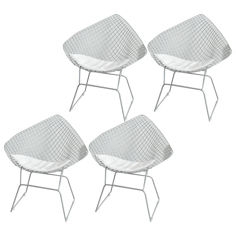 Glam Style Dining Chairs Kitchen Dining Armless Chairs with Metal Legs Silver 4 Piece Set Clearhalo ' kitchen&dining_furn' 'Dining Chairs' 'Dining Tables & Seating' 'dining_chair' 'furn' 'furn_dining_chair' 'Furniture' 'furniture_dining_chair' 'Kitchen & Dining Furniture' 'kitchen' 4400011