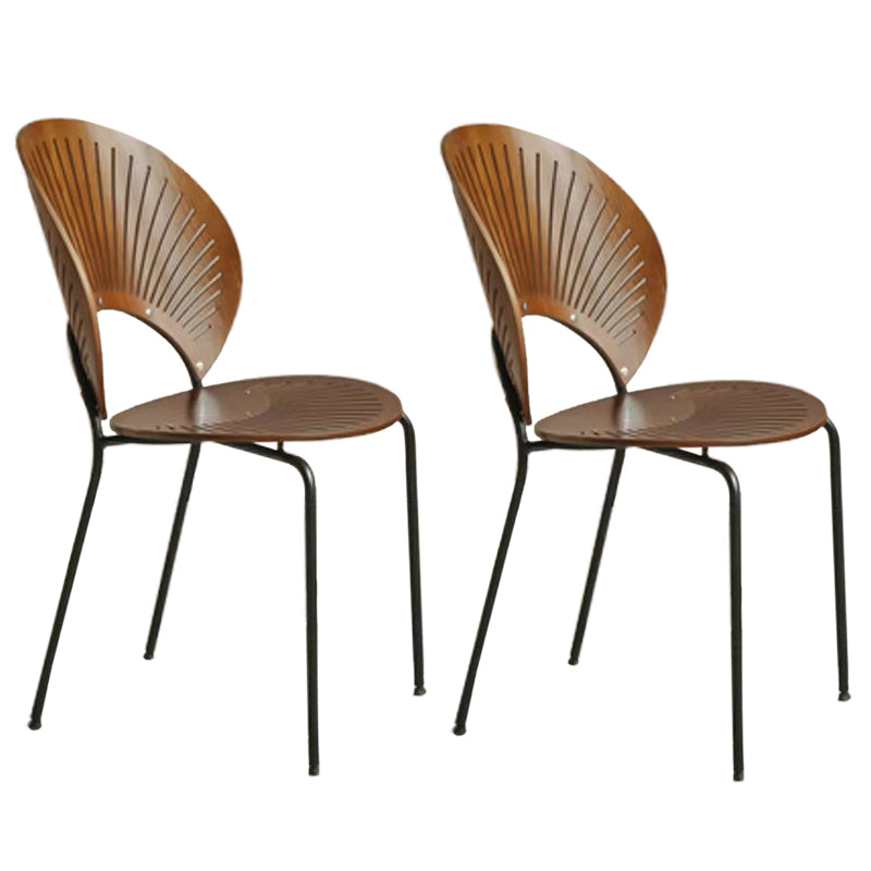 1/2/3/4 Pcs Wood Modern Dining Room Set with Round Table and Metal Chairs Dinette Set 2 Brown Chairs Clearhalo 'Dining Room Sets' 'Dining Tables & Seating' 'dining_room_set' 'furn' 'furn_dining_room_set' 'Furniture' 'furniture_dining_room_set' 'Kitchen & Dining Furniture' 'kitchen&dining_furn' 'kitchen' 4400035