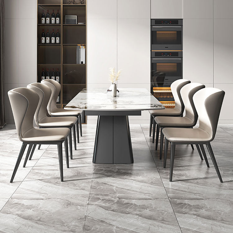 1/4/5/7 Pieces Dining Set Modern Sintered Stone Dining Table and Leather Chairs Dining Set Clearhalo 'Dining Room Sets' 'Dining Tables & Seating' 'dining_room_set' 'furn' 'furn_dining_room_set' 'Furniture' 'furniture_dining_room_set' 'Kitchen & Dining Furniture' 'kitchen&dining_furn' 'kitchen' 4400058