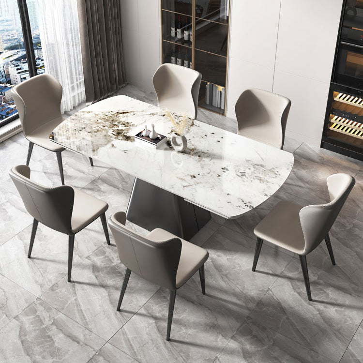 1/4/5/7 Pieces Dining Set Modern Sintered Stone Dining Table and Leather Chairs Dining Set Clearhalo 'Dining Room Sets' 'Dining Tables & Seating' 'dining_room_set' 'furn' 'furn_dining_room_set' 'Furniture' 'furniture_dining_room_set' 'Kitchen & Dining Furniture' 'kitchen&dining_furn' 'kitchen' 4400065