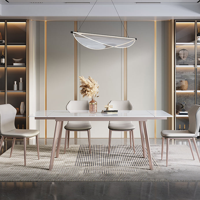 Glam 1/4/5/7 Pieces Dining Set Sintered Stone Dining Table Set with Leather Chairs Clearhalo 'Dining Room Sets' 'Dining Tables & Seating' 'dining_room_set' 'furn' 'furn_dining_room_set' 'Furniture' 'furniture_dining_room_set' 'Kitchen & Dining Furniture' 'kitchen&dining_furn' 'kitchen' 4400070