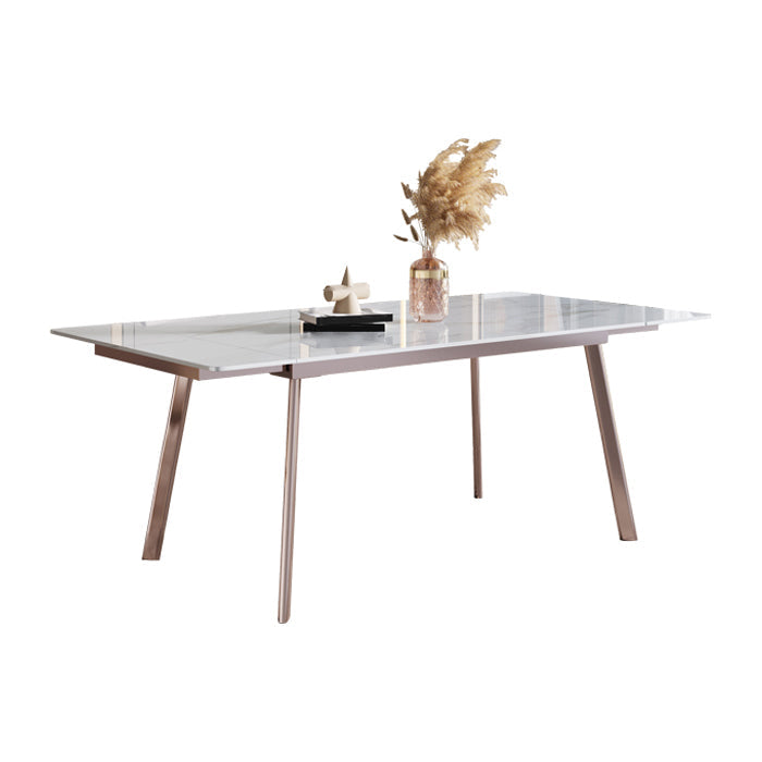 Glam 1/4/5/7 Pieces Dining Set Sintered Stone Dining Table Set with Leather Chairs White 79"L x 31"W Clearhalo 'Dining Room Sets' 'Dining Tables & Seating' 'dining_room_set' 'furn' 'furn_dining_room_set' 'Furniture' 'furniture_dining_room_set' 'Kitchen & Dining Furniture' 'kitchen&dining_furn' 'kitchen' 4400075