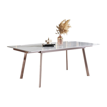 Glam 1/4/5/7 Pieces Dining Set Sintered Stone Dining Table Set with Leather Chairs White 79"L x 31"W Clearhalo 'Dining Room Sets' 'Dining Tables & Seating' 'dining_room_set' 'furn' 'furn_dining_room_set' 'Furniture' 'furniture_dining_room_set' 'Kitchen & Dining Furniture' 'kitchen&dining_furn' 'kitchen' 4400075