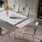 Glam 1/4/5/7 Pieces Dining Set Sintered Stone Dining Table Set with Leather Chairs Clearhalo 'Dining Room Sets' 'Dining Tables & Seating' 'dining_room_set' 'furn' 'furn_dining_room_set' 'Furniture' 'furniture_dining_room_set' 'Kitchen & Dining Furniture' 'kitchen&dining_furn' 'kitchen' 4400076