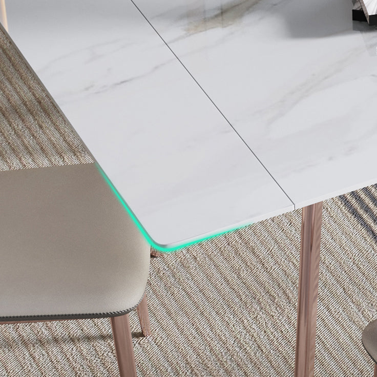 Glam 1/4/5/7 Pieces Dining Set Sintered Stone Dining Table Set with Leather Chairs Clearhalo 'Dining Room Sets' 'Dining Tables & Seating' 'dining_room_set' 'furn' 'furn_dining_room_set' 'Furniture' 'furniture_dining_room_set' 'Kitchen & Dining Furniture' 'kitchen&dining_furn' 'kitchen' 4400078