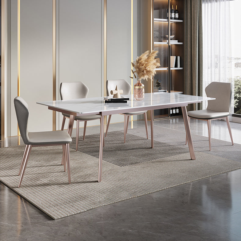 Glam 1/4/5/7 Pieces Dining Set Sintered Stone Dining Table Set with Leather Chairs 5 Pieces: Table, 4 Chairs Clearhalo 'Dining Room Sets' 'Dining Tables & Seating' 'dining_room_set' 'furn' 'furn_dining_room_set' 'Furniture' 'furniture_dining_room_set' 'Kitchen & Dining Furniture' 'kitchen&dining_furn' 'kitchen' 4400080