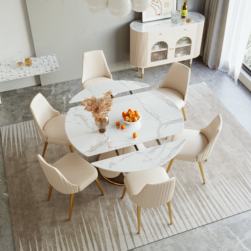 1/4/5/7 Pieces Nordic Dining Set Sintered Stone Dining set with Leather Chairs Clearhalo 'Dining Room Sets' 'Dining Tables & Seating' 'dining_room_set' 'furn' 'furn_dining_room_set' 'Furniture' 'furniture_dining_room_set' 'Kitchen & Dining Furniture' 'kitchen&dining_furn' 'kitchen' 4400089