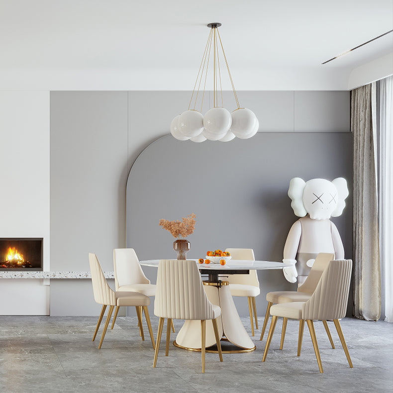 1/4/5/7 Pieces Nordic Dining Set Sintered Stone Dining set with Leather Chairs Clearhalo 'Dining Room Sets' 'Dining Tables & Seating' 'dining_room_set' 'furn' 'furn_dining_room_set' 'Furniture' 'furniture_dining_room_set' 'Kitchen & Dining Furniture' 'kitchen&dining_furn' 'kitchen' 4400096