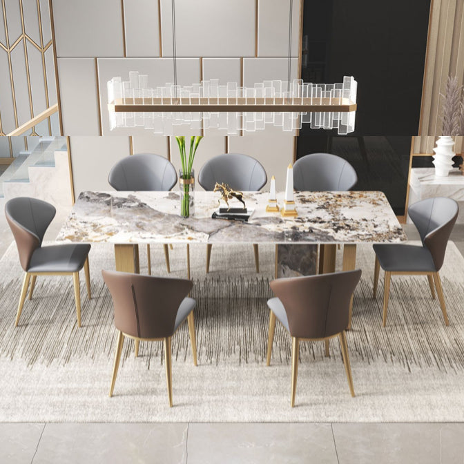 Luxury 1/2/3/5/6/7/8/9 Pieces Dining Set with Stone Dining Table and Chairs Dinette Set 8 Pieces: Table, 7 Chairs Clearhalo 'Dining Room Sets' 'Dining Tables & Seating' 'dining_room_set' 'furn' 'furn_dining_room_set' 'Furniture' 'furniture_dining_room_set' 'Kitchen & Dining Furniture' 'kitchen&dining_furn' 'kitchen' 4400125