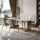 Luxury 1/2/3/5/6/7/8/9 Pieces Dining Set with Stone Dining Table and Chairs Dinette Set 7 Pieces: Table, 6 Beige Chairs Clearhalo 'Dining Room Sets' 'Dining Tables & Seating' 'dining_room_set' 'furn' 'furn_dining_room_set' 'Furniture' 'furniture_dining_room_set' 'Kitchen & Dining Furniture' 'kitchen&dining_furn' 'kitchen' 4400135