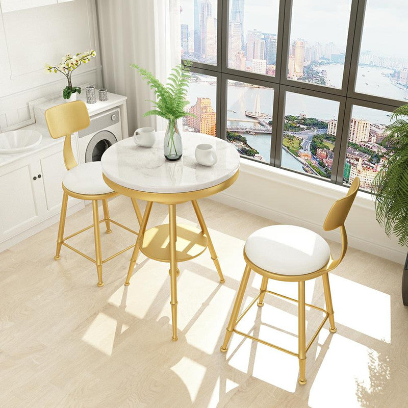 1/3/4/5 Pcs Metal Modern Dining Room Set with Marble Table and Metal Base Dinette Set 3 Pieces: White-Gold Table, 2 Chairs Clearhalo 'Dining Room Sets' 'Dining Tables & Seating' 'dining_room_set' 'furn' 'furn_dining_room_set' 'Furniture' 'furniture_dining_room_set' 'Kitchen & Dining Furniture' 'kitchen&dining_furn' 'kitchen' 4400172