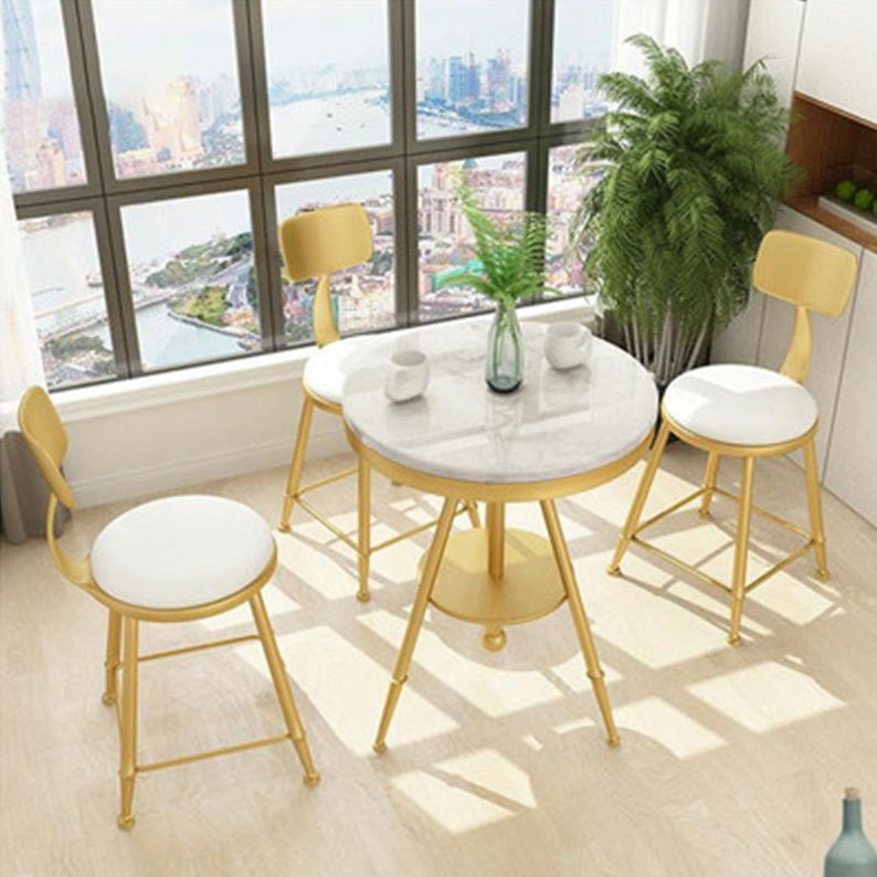 1/3/4/5 Pcs Metal Modern Dining Room Set with Marble Table and Metal Base Dinette Set 4 Pieces: White-Gold Table, 3 Chairs Clearhalo 'Dining Room Sets' 'Dining Tables & Seating' 'dining_room_set' 'furn' 'furn_dining_room_set' 'Furniture' 'furniture_dining_room_set' 'Kitchen & Dining Furniture' 'kitchen&dining_furn' 'kitchen' 4400174