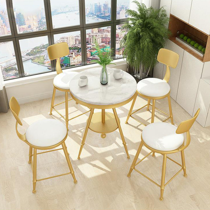 1/3/4/5 Pcs Metal Modern Dining Room Set with Marble Table and Metal Base Dinette Set 5 Pieces: White-Gold Table, 4 Chairs Clearhalo 'Dining Room Sets' 'Dining Tables & Seating' 'dining_room_set' 'furn' 'furn_dining_room_set' 'Furniture' 'furniture_dining_room_set' 'Kitchen & Dining Furniture' 'kitchen&dining_furn' 'kitchen' 4400175