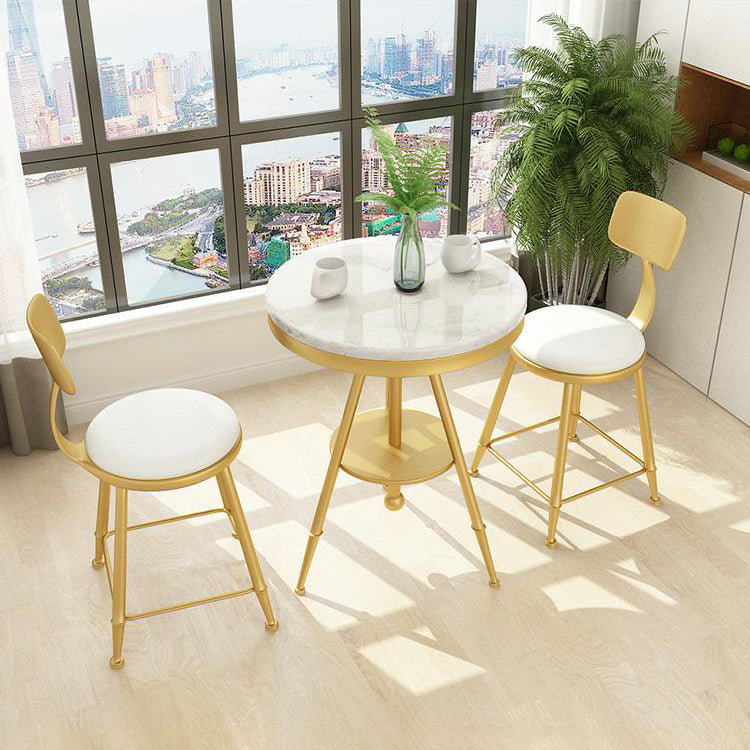 1/3/4/5 Pcs Metal Modern Dining Room Set with Marble Table and Metal Base Dinette Set Clearhalo 'Dining Room Sets' 'Dining Tables & Seating' 'dining_room_set' 'furn' 'furn_dining_room_set' 'Furniture' 'furniture_dining_room_set' 'Kitchen & Dining Furniture' 'kitchen&dining_furn' 'kitchen' 4400184