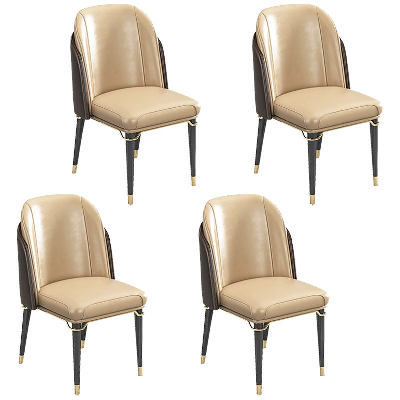 Nordic 1/4/5/7 Pieces Dining Set with Round Table and Leather Chairs Dinette Set 4 Brown Chairs Clearhalo 'Dining Room Sets' 'Dining Tables & Seating' 'dining_room_set' 'furn' 'furn_dining_room_set' 'Furniture' 'furniture_dining_room_set' 'Kitchen & Dining Furniture' 'kitchen&dining_furn' 'kitchen' 4400205