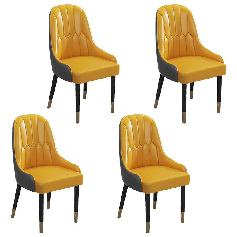 Nordic 1/4/5/7 Pieces Dining Set with Round Table and Leather Chairs Dinette Set 4 Orange Chairs Clearhalo 'Dining Room Sets' 'Dining Tables & Seating' 'dining_room_set' 'furn' 'furn_dining_room_set' 'Furniture' 'furniture_dining_room_set' 'Kitchen & Dining Furniture' 'kitchen&dining_furn' 'kitchen' 4400206