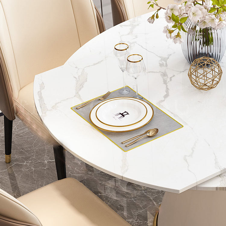 Nordic 1/4/5/7 Pieces Dining Set with Round Table and Leather Chairs Dinette Set Clearhalo 'Dining Room Sets' 'Dining Tables & Seating' 'dining_room_set' 'furn' 'furn_dining_room_set' 'Furniture' 'furniture_dining_room_set' 'Kitchen & Dining Furniture' 'kitchen&dining_furn' 'kitchen' 4400213