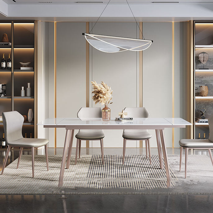 Extendable 1/4/5/7 Pieces Dining Set Sintered Stone Dining Table Set with Chairs 5 Pieces: Table, 4 Chairs Clearhalo 'Dining Room Sets' 'Dining Tables & Seating' 'dining_room_set' 'furn' 'furn_dining_room_set' 'Furniture' 'furniture_dining_room_set' 'Kitchen & Dining Furniture' 'kitchen&dining_furn' 'kitchen' 4400227