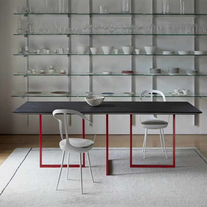 Solid Wood Top Dining Table Industrial Fixed Table for Dining Room 63"L x 27.6"W x 29.5"H Red Clearhalo ' dining_table' 'Dining Tables & Seating' 'Dining Tables' 'Furniture' 'furniture_dining_table' 'Kitchen & Dining Furniture' 'kitchen&dining_furn' 'kitchen' 'kitchen_dining_table' 4400312
