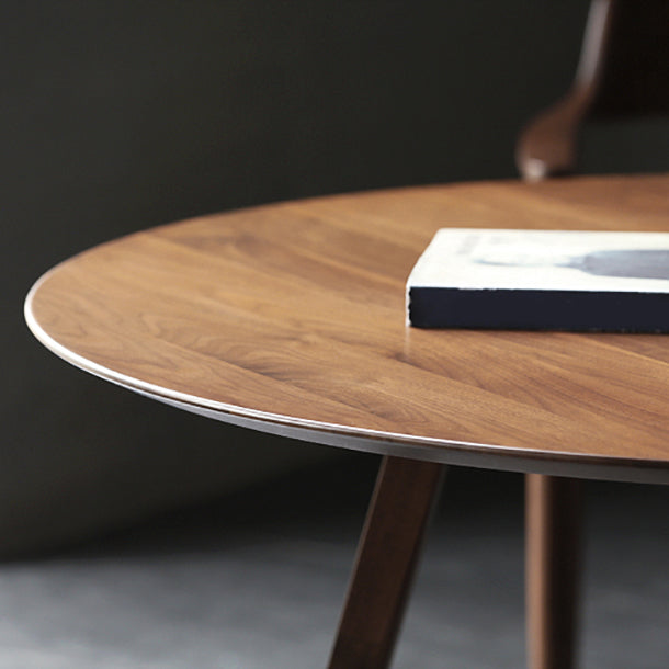 Round Modern Dining Table Brown Solid Wood Table with Double Pedestal Base Clearhalo ' dining_table' 'Dining Tables & Seating' 'Dining Tables' 'Furniture' 'furniture_dining_table' 'Kitchen & Dining Furniture' 'kitchen&dining_furn' 'kitchen' 'kitchen_dining_table' 4400369
