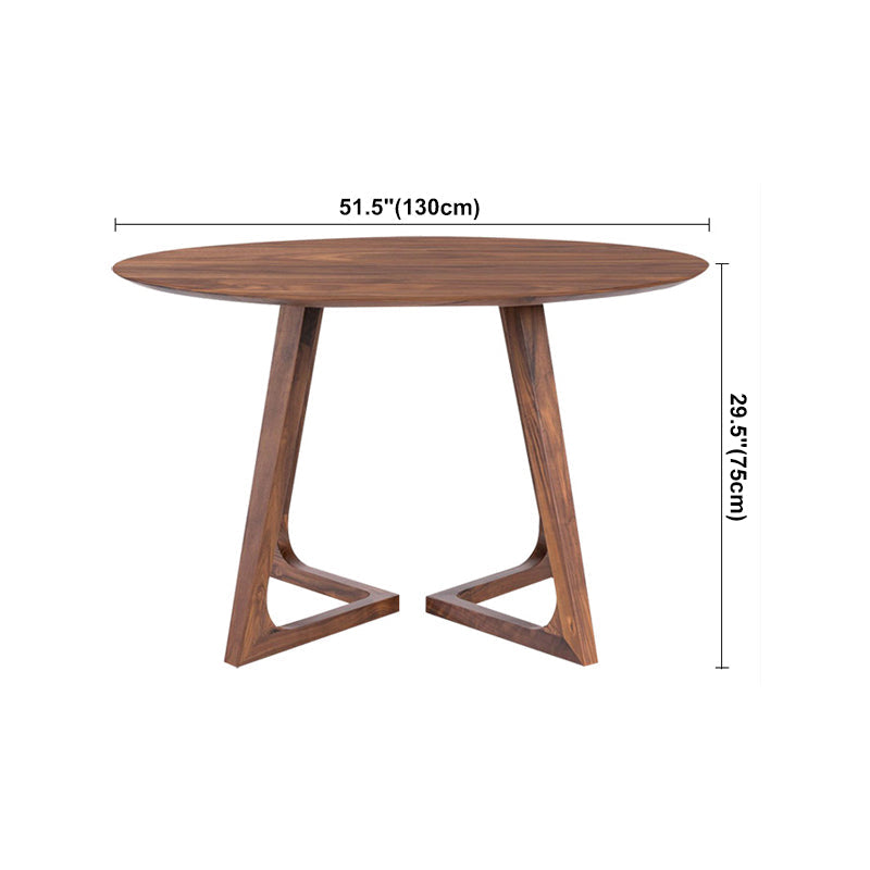 Round Modern Dining Table Brown Solid Wood Table with Double Pedestal Base Clearhalo ' dining_table' 'Dining Tables & Seating' 'Dining Tables' 'Furniture' 'furniture_dining_table' 'Kitchen & Dining Furniture' 'kitchen&dining_furn' 'kitchen' 'kitchen_dining_table' 4400375