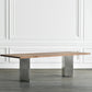 Rectangle Glam Dining Table Solid Wood Brown Fixed Table with Double Pedestal Base 63"L x 27.6"W x 29.5"H Clearhalo ' dining_table' 'Dining Tables & Seating' 'Dining Tables' 'Furniture' 'furniture_dining_table' 'Kitchen & Dining Furniture' 'kitchen&dining_furn' 'kitchen' 'kitchen_dining_table' 4400388