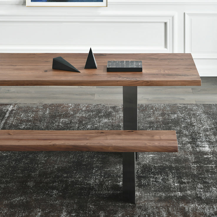 Rectangle Glam Dining Table Solid Wood Brown Fixed Table with Double Pedestal Base Clearhalo ' dining_table' 'Dining Tables & Seating' 'Dining Tables' 'Furniture' 'furniture_dining_table' 'Kitchen & Dining Furniture' 'kitchen&dining_furn' 'kitchen' 'kitchen_dining_table' 4400396