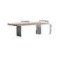 Rectangle Glam Dining Table Solid Wood Brown Fixed Table with Double Pedestal Base Clearhalo ' dining_table' 'Dining Tables & Seating' 'Dining Tables' 'Furniture' 'furniture_dining_table' 'Kitchen & Dining Furniture' 'kitchen&dining_furn' 'kitchen' 'kitchen_dining_table' 4400398