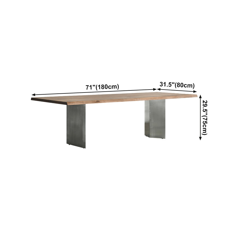 Rectangle Glam Dining Table Solid Wood Brown Fixed Table with Double Pedestal Base Clearhalo ' dining_table' 'Dining Tables & Seating' 'Dining Tables' 'Furniture' 'furniture_dining_table' 'Kitchen & Dining Furniture' 'kitchen&dining_furn' 'kitchen' 'kitchen_dining_table' 4400399